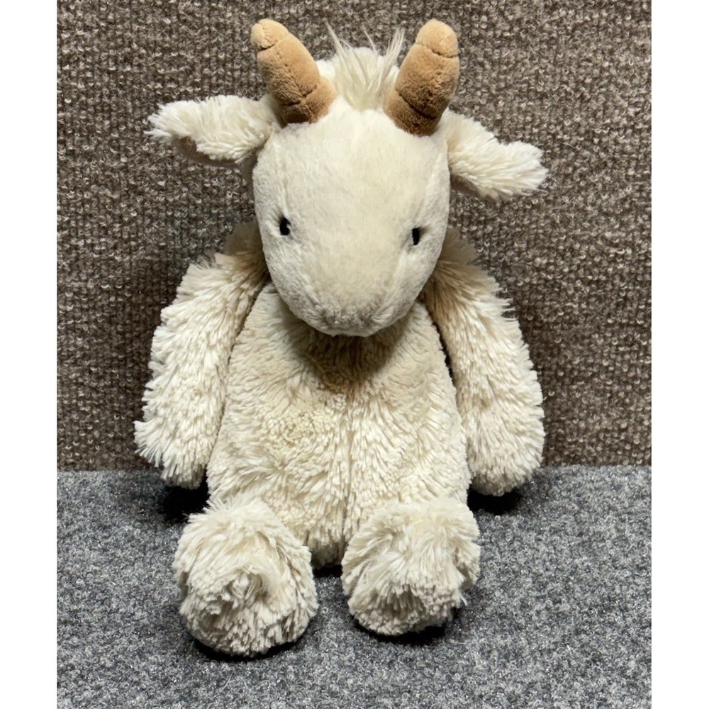 Jellycat Bashful Goat 12" Cream Textured Stuffed Animal Plush Retired